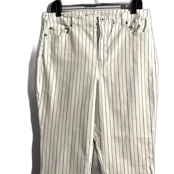 Chelsea & Violet Flare Leg Bell Bottom Jeans White Striped Size 31 Waist - Picture 3 of 9